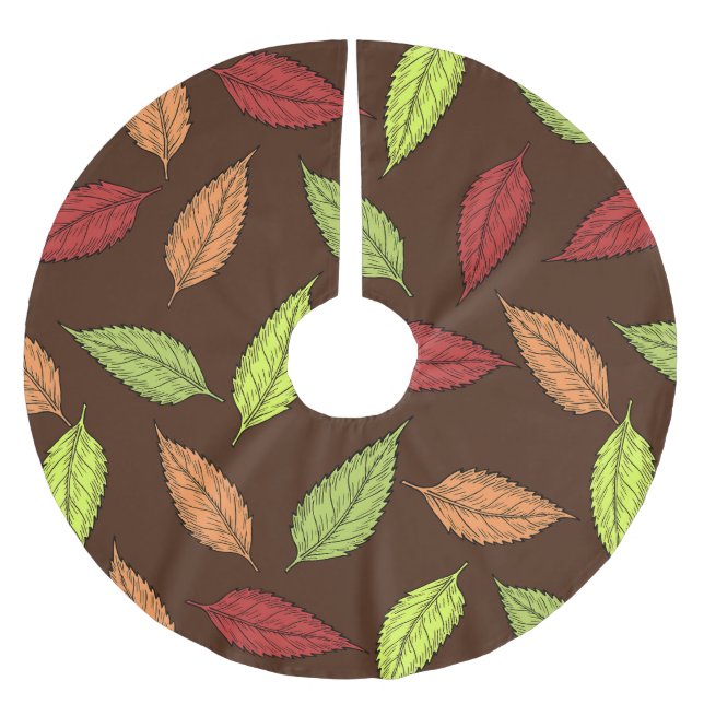 Pattern Of Leaves, Colourful Leaves, Autumn Leaves Brushed Polyester Tree Skirt (Front)