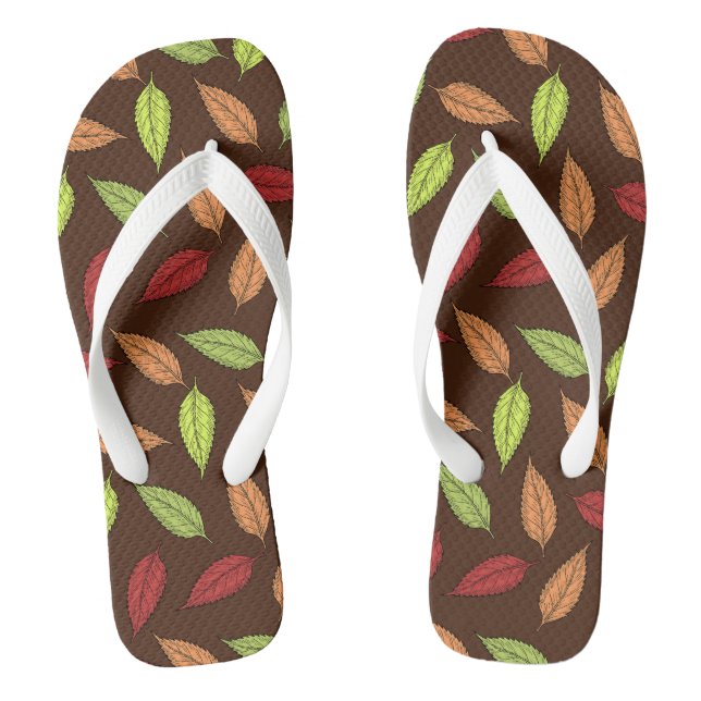 Pattern Of Leaves, Colourful Leaves, Autumn Leaves Flip Flops (Footbed)