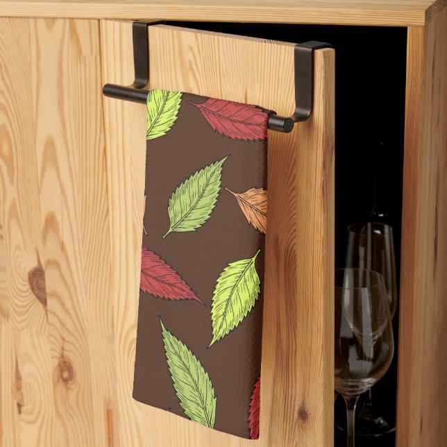 Pattern Of Leaves, Colourful Leaves, Autumn Leaves Kitchen Towel (Thirds Fold)