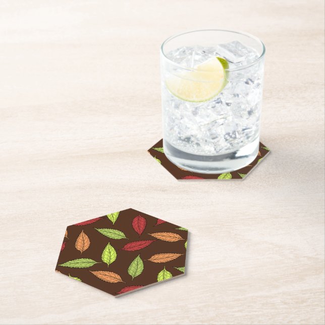Pattern Of Leaves, Colourful Leaves, Autumn Leaves Paper Coaster (Insitu)