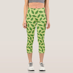Pattern Of Leaves, Leaf Pattern, Spring Leaves Capri Leggings