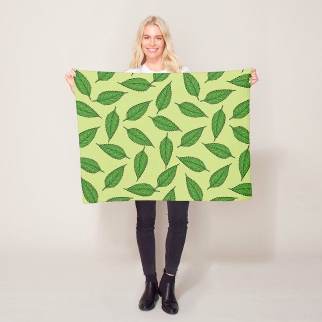 Pattern Of Leaves, Leaf Pattern, Spring Leaves Fleece Blanket (In Situ)