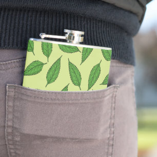 Pattern Of Leaves, Leaf Pattern, Spring Leaves Hip Flask