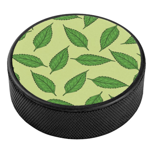 Pattern Of Leaves, Leaf Pattern, Spring Leaves Hockey Puck (3/4)