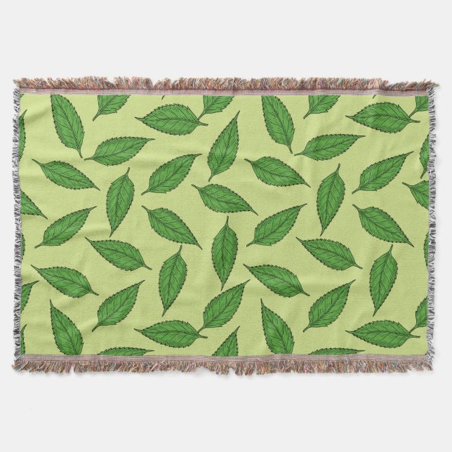 Pattern Of Leaves, Leaf Pattern, Spring Leaves Throw Blanket (Front)