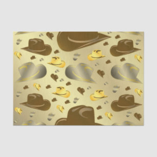 pattern of little cowboy in brown tones tissue paper