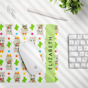 Pattern Of Llamas, Alpacas, Cactus, Your Name Mouse Pad