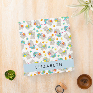 Pattern Of Llamas, Alpacas, Flowers, Your Name Binder