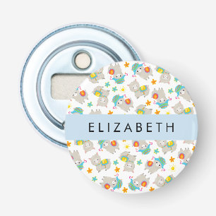Pattern Of Llamas, Alpacas, Flowers, Your Name Bottle Opener