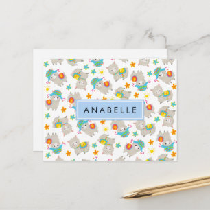 Pattern Of Llamas, Alpacas, Flowers, Your Name Postcard