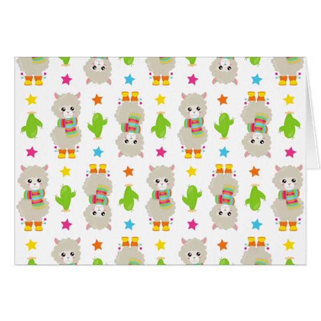 Pattern Of Llamas, Cute Llamas, Alpacas, Cactus (Front Horizontal)