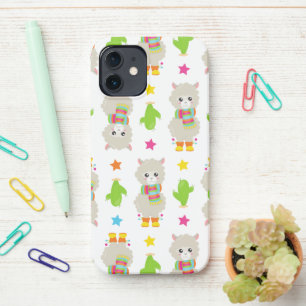 Pattern Of Llamas, Cute Llamas, Alpacas, Cactus iPhone 12 Case