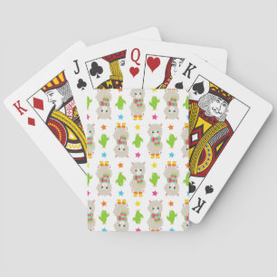 Pattern Of Llamas, Cute Llamas, Alpacas, Cactus Playing Cards