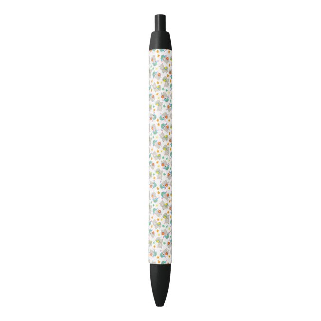 Pattern Of Llamas, Cute Llamas, Alpacas, Flowers Black Ink Pen (Front Vertical)