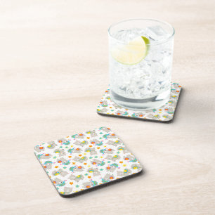 Pattern Of Llamas, Cute Llamas, Alpacas, Flowers Coaster
