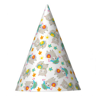 Pattern Of Llamas, Cute Llamas, Alpacas, Flowers Party Hat