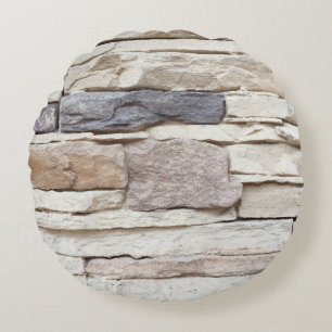 Pattern of Modern stone Brick Wall Surfaced backgr Round Pillow