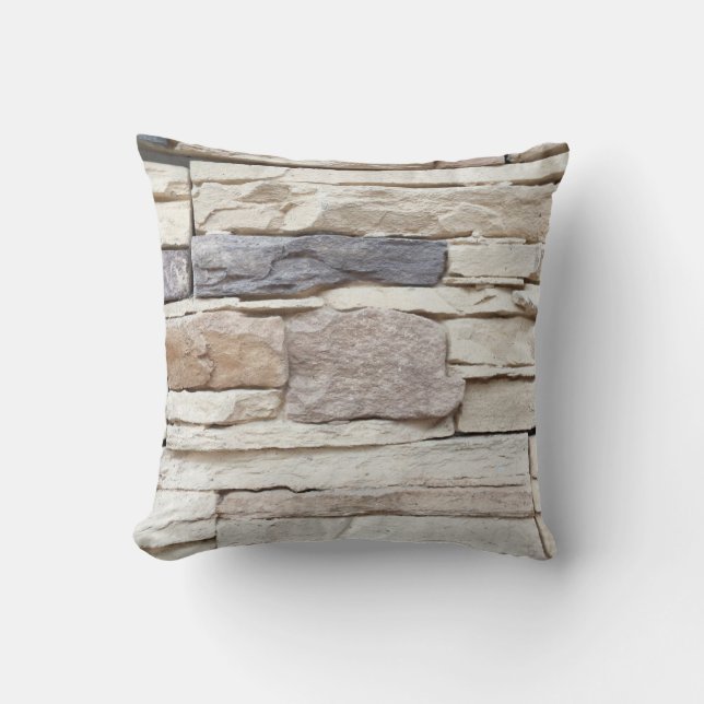Pattern of Modern stone Brick Wall Surfaced backgr Throw Pillow (Front)