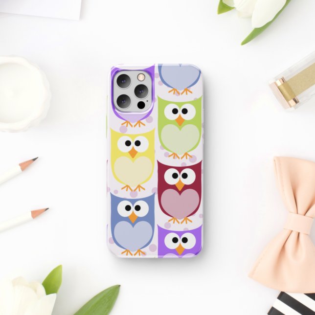 Pattern Of Owls, Colourful Owls - Green Blue Case-Mate iPhone Case (Creator Uploaded)