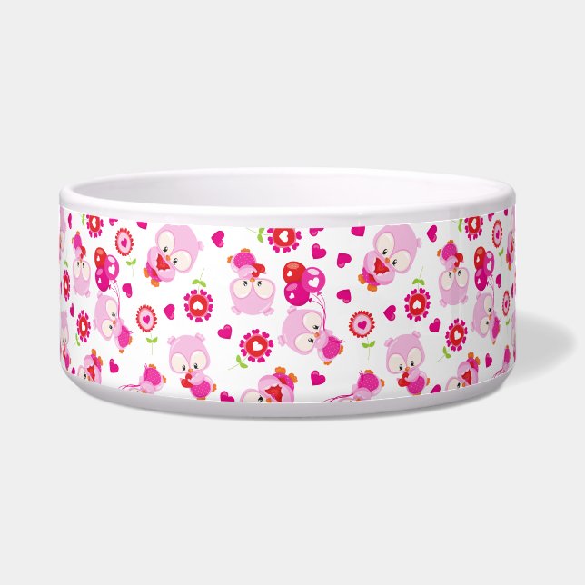 Pattern Of Owls, Cute Owls, Pink Owls, Hearts (Front)