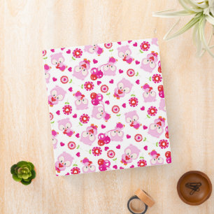 Pattern Of Owls, Cute Owls, Pink Owls, Hearts Binder