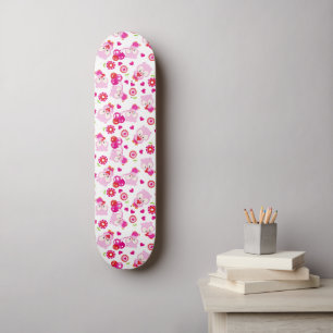 Pattern Of Owls, Cute Owls, Pink Owls, Hearts Skateboard
