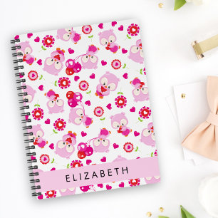 Pattern Of Owls, Cute Owls, Pink Owls, Your Name Notebook