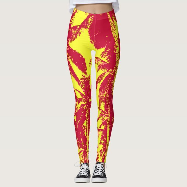 Pattern of Palm Tree Leaves Leggings (Front)