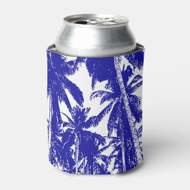 Pattern of Palm Trees in a Posterized Design Can Cooler (Can Front)