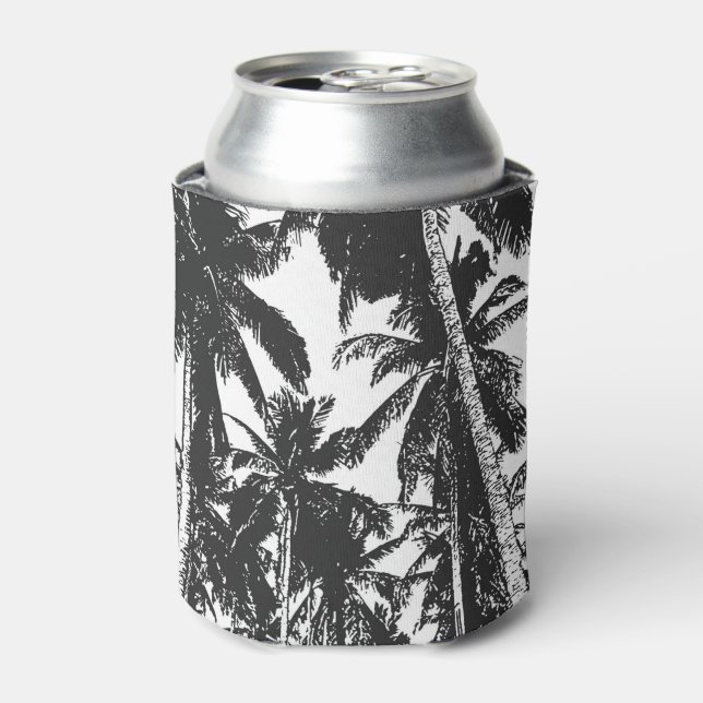 Pattern of Palm Trees in a Posterized Design Can Cooler (Can Front)
