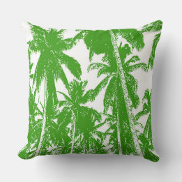 Pattern of Palm Trees in a Posterized Design Throw Pillow