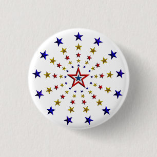 Pattern of Patriotic Stars 1 Inch Round Button