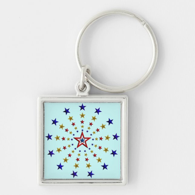 Pattern of Patriotic Stars Keychain (Front)