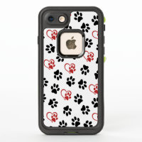 Pattern Of Paws, Black Paws, Red Paws, Hearts