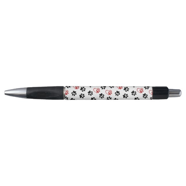 Pattern Of Paws, Black Paws, Red Paws, Hearts Pen (Front)