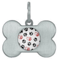 Pattern Of Paws, Black Paws, Red Paws, Hearts