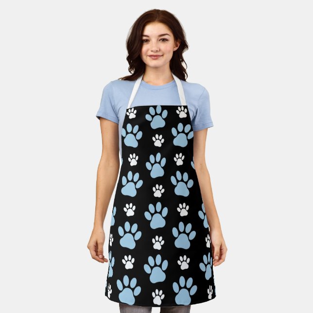 Pattern Of Paws, Blue Paws, Dog Paws, Animal Paws Apron (Worn)