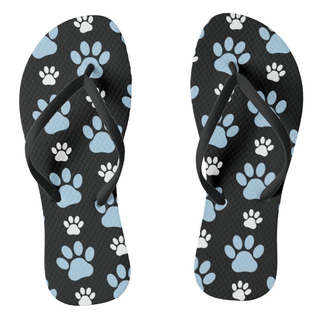 Pattern Of Paws, Blue Paws, Dog Paws, Animal Paws Flip Flops (Footbed)