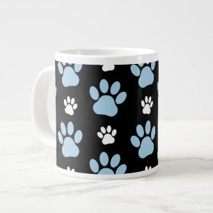 Pattern Of Paws, Blue Paws, Dog Paws, Animal Paws Large Coffee Mug