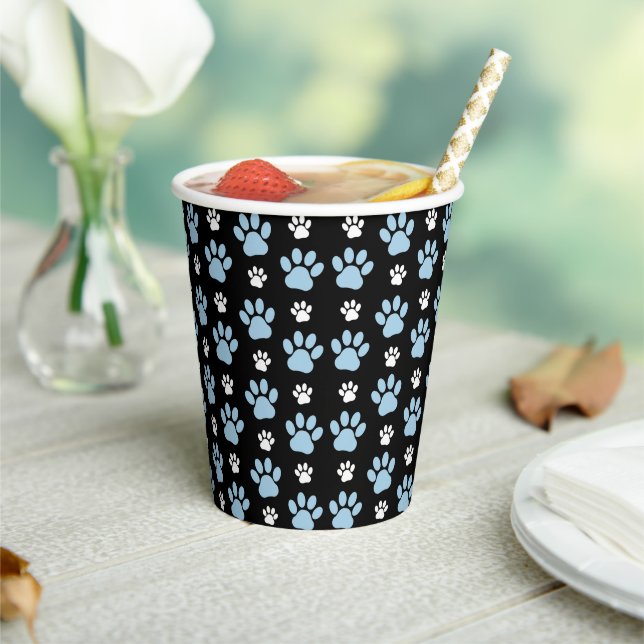 Pattern Of Paws, Blue Paws, Dog Paws, Animal Paws Paper Cups (Insitu)