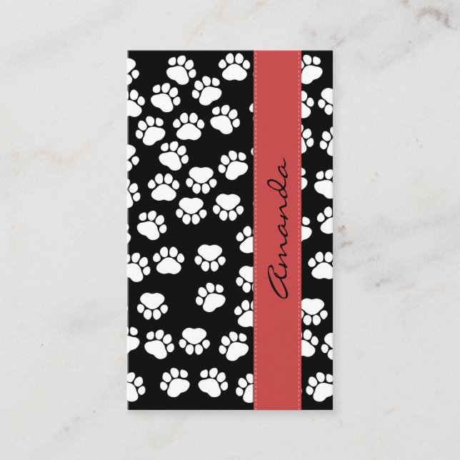 Pattern Of Paws, Dog Groomer, Dog Walker, Pet Shop Business Card (Front)