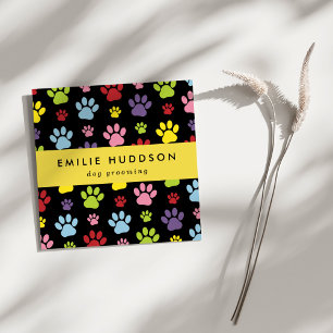 Pattern Of Paws, Dog Groomer, Dog Walker, Pet Shop Square Business Card