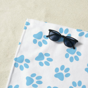 Pattern Of Paws, Dog Paws, Baby Blue Paws Beach Towel