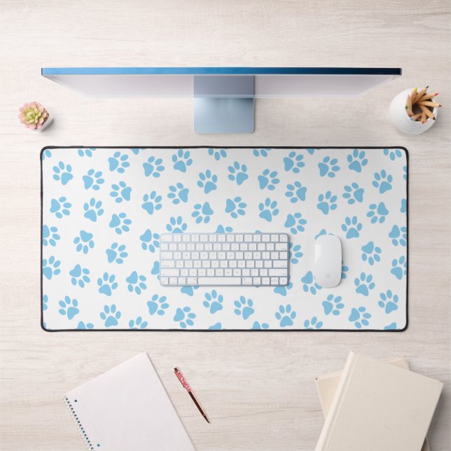 Pattern Of Paws, Dog Paws, Baby Blue Paws Desk Mat (Office 1)