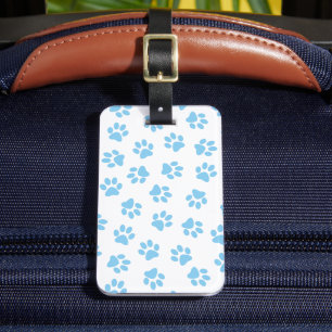 Pattern Of Paws, Dog Paws, Baby Blue Paws Luggage Tag