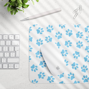Pattern Of Paws, Dog Paws, Baby Blue Paws Mouse Pad