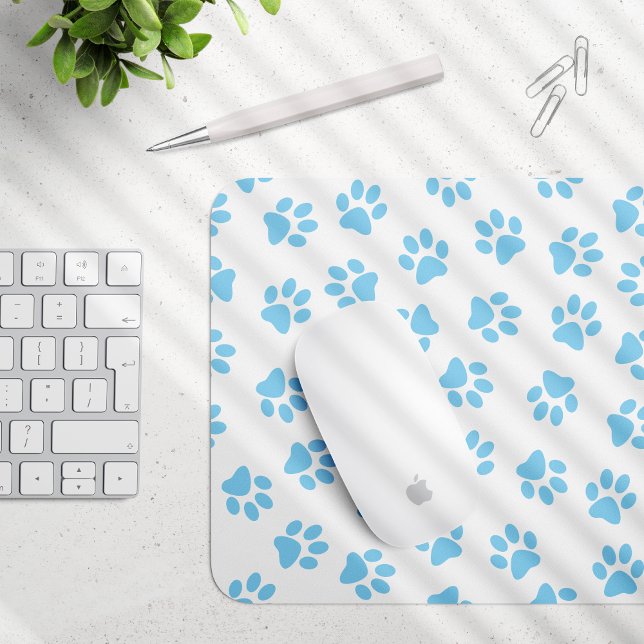 Pattern Of Paws, Dog Paws, Baby Blue Paws Mouse Pad (Creator Uploaded)