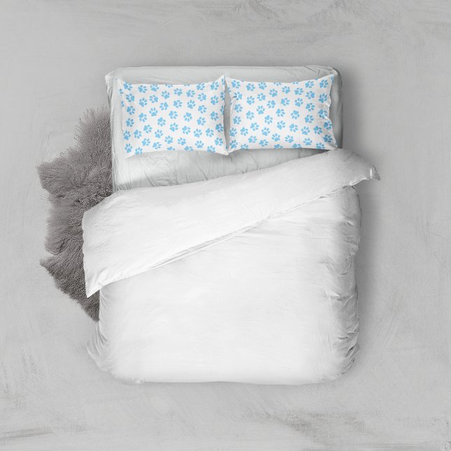 Pattern Of Paws, Dog Paws, Baby Blue Paws Pillowcase (Creator Uploaded)