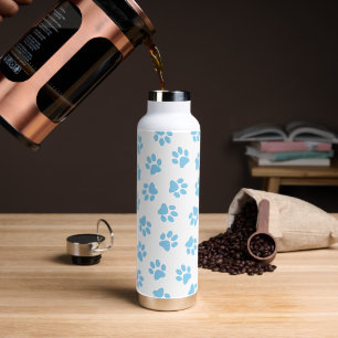 Pattern Of Paws, Dog Paws, Baby Blue Paws Water Bottle