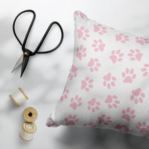 Pattern Of Paws, Dog Paws, Baby Pink Paws Accent Pillow